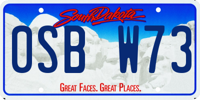 SD license plate 0SBW73