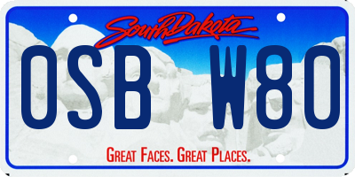 SD license plate 0SBW80