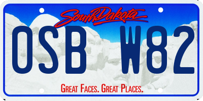 SD license plate 0SBW82