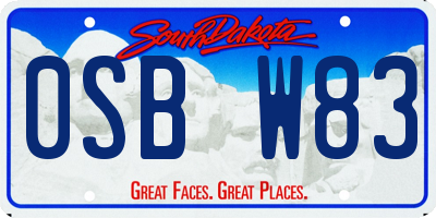 SD license plate 0SBW83