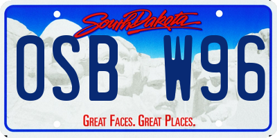 SD license plate 0SBW96