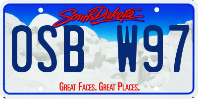 SD license plate 0SBW97
