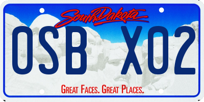 SD license plate 0SBX02