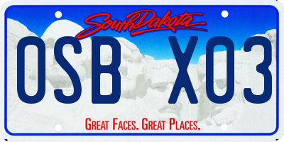 SD license plate 0SBX03