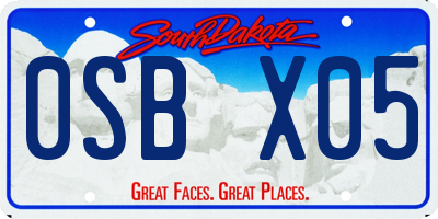 SD license plate 0SBX05
