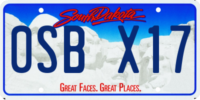 SD license plate 0SBX17
