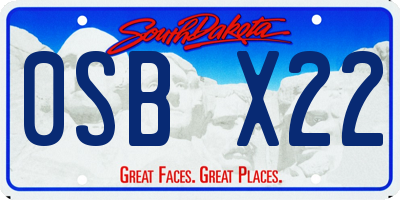 SD license plate 0SBX22