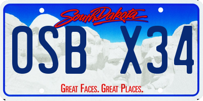 SD license plate 0SBX34