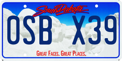 SD license plate 0SBX39