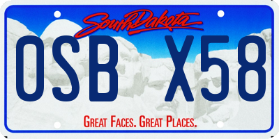 SD license plate 0SBX58