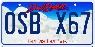 SD license plate 0SBX67