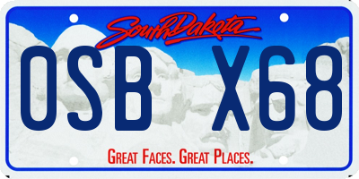 SD license plate 0SBX68