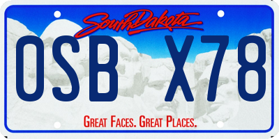 SD license plate 0SBX78