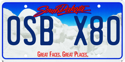 SD license plate 0SBX80