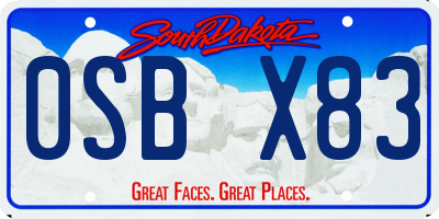 SD license plate 0SBX83