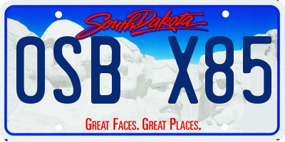 SD license plate 0SBX85