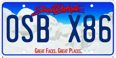 SD license plate 0SBX86