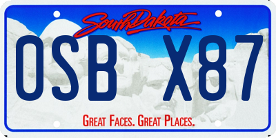 SD license plate 0SBX87