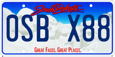 SD license plate 0SBX88