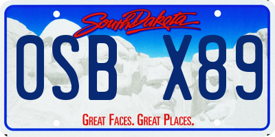 SD license plate 0SBX89