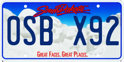 SD license plate 0SBX92