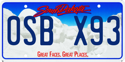 SD license plate 0SBX93