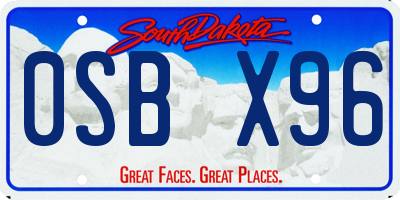 SD license plate 0SBX96