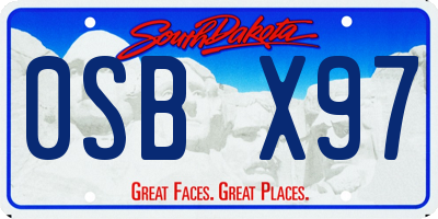SD license plate 0SBX97