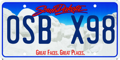 SD license plate 0SBX98