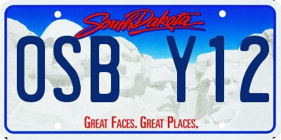 SD license plate 0SBY12