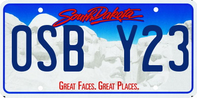 SD license plate 0SBY23