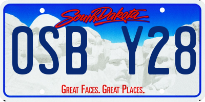 SD license plate 0SBY28