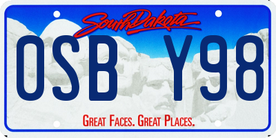 SD license plate 0SBY98