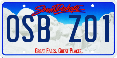 SD license plate 0SBZ01