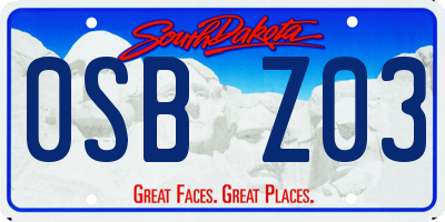 SD license plate 0SBZ03
