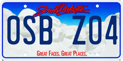 SD license plate 0SBZ04