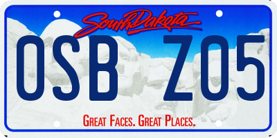 SD license plate 0SBZ05
