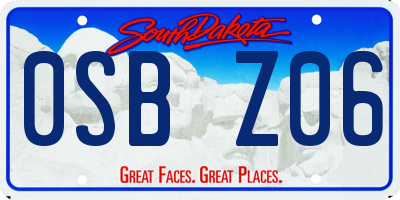 SD license plate 0SBZ06