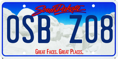 SD license plate 0SBZ08