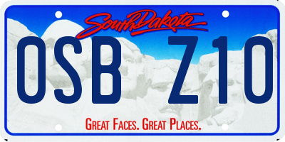 SD license plate 0SBZ10