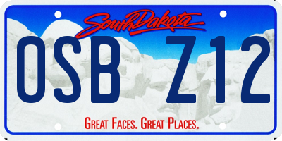 SD license plate 0SBZ12