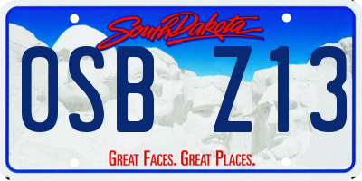 SD license plate 0SBZ13