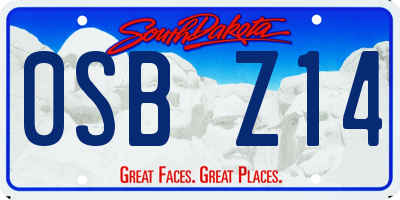 SD license plate 0SBZ14