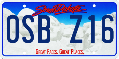 SD license plate 0SBZ16