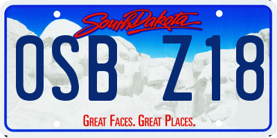 SD license plate 0SBZ18