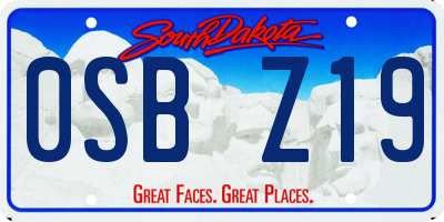 SD license plate 0SBZ19