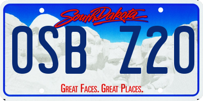 SD license plate 0SBZ20