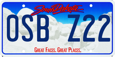 SD license plate 0SBZ22