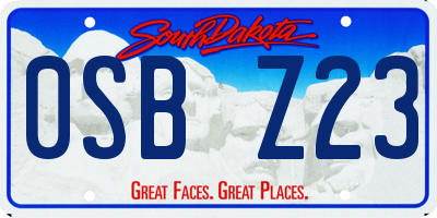 SD license plate 0SBZ23