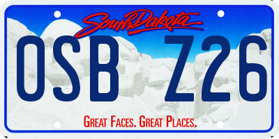 SD license plate 0SBZ26